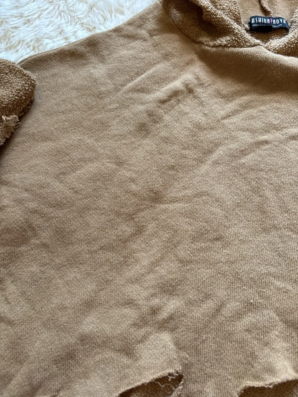 Fashion Nova Camel Brown Textured Hoodie - Picture 7 of 15